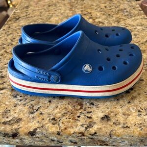 CROCS Kids Royal Blue Clog with Red and White Stripe